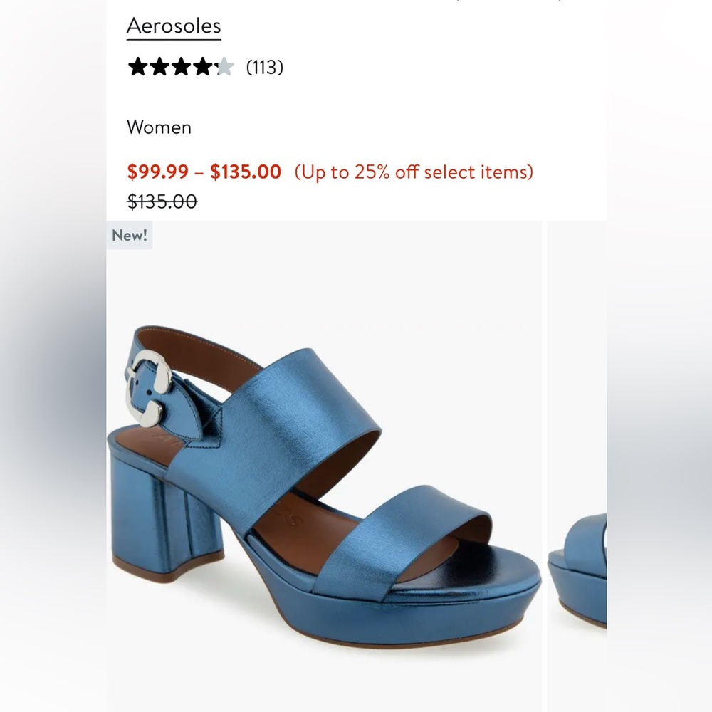 AEROSOLES Metallic Blue Platform Heels